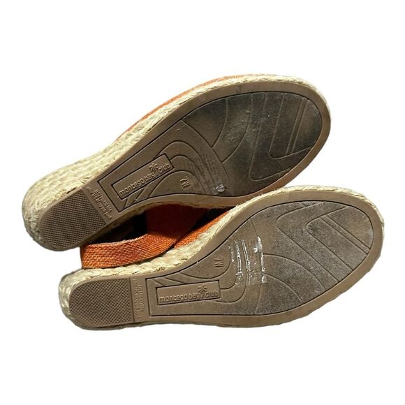 Montego Bay club orange canvas espadrilles peep toe wedges size 7W - Picture 7 of 9